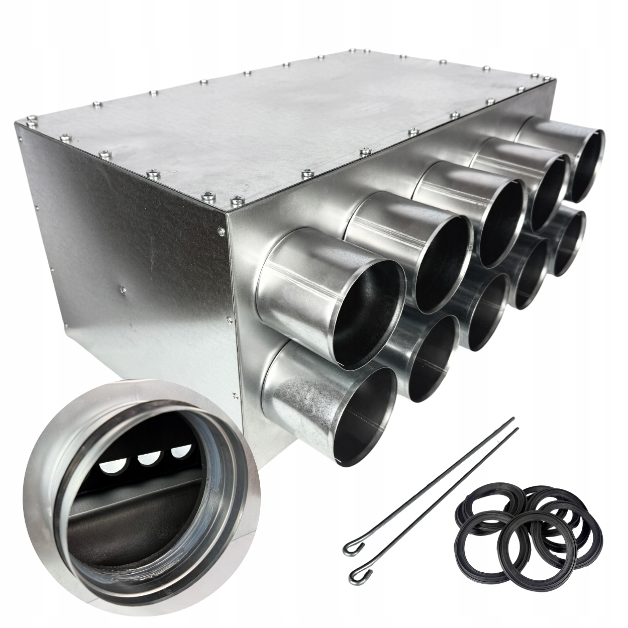 Ventilační rozdělovač rozvodné skříně 10x75 mm Rekuperace fi 200