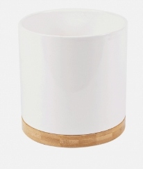 OSŁONKA CERAMICZNA BIAŁA BAMBUSOWA PODSTAWKA 15CM
