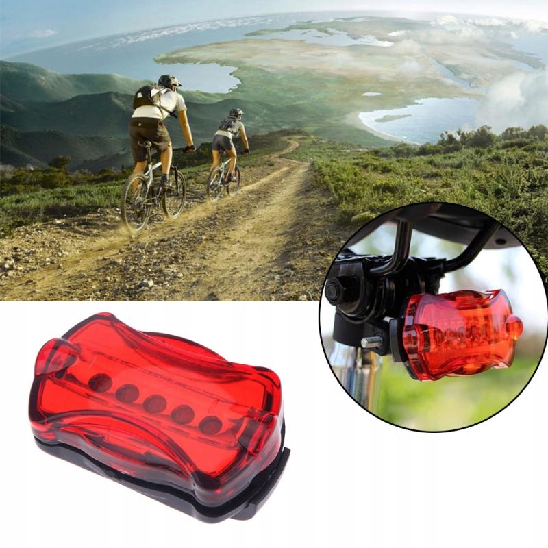 OŚWIETLENIE ROWEROWE LAMPKI roweru 5+5LED Zasilanie bateria