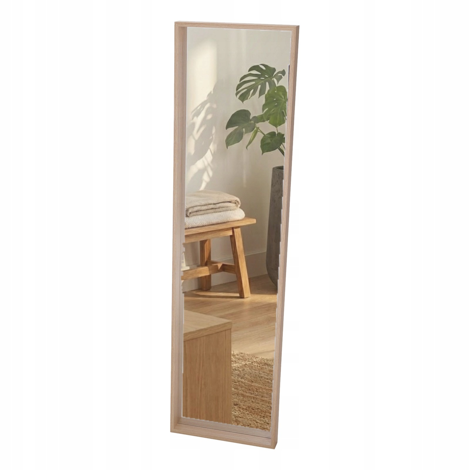 Zrcadlo Nástěnné V Rámu Mdf 150 CM Béžové, Obdélníkové, Úzké, Velké