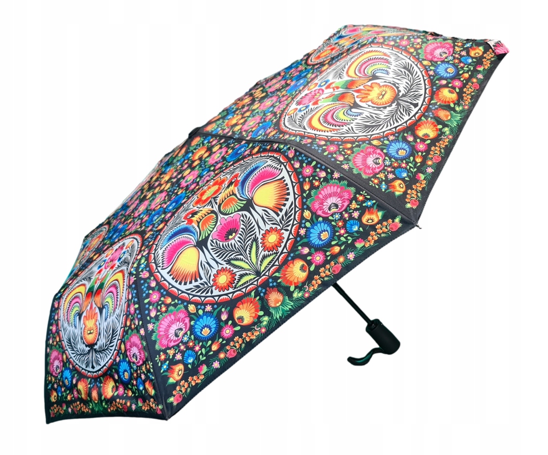 PARASOLKA PARASOL SKŁADANY AUTOMAT FOLK KOGUTY 12668642895 Allegro.pl