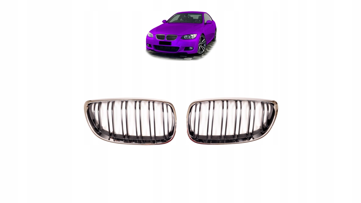 Gril Bmw 3 E92 E93 s dvojitými rebrami Chrome & Black