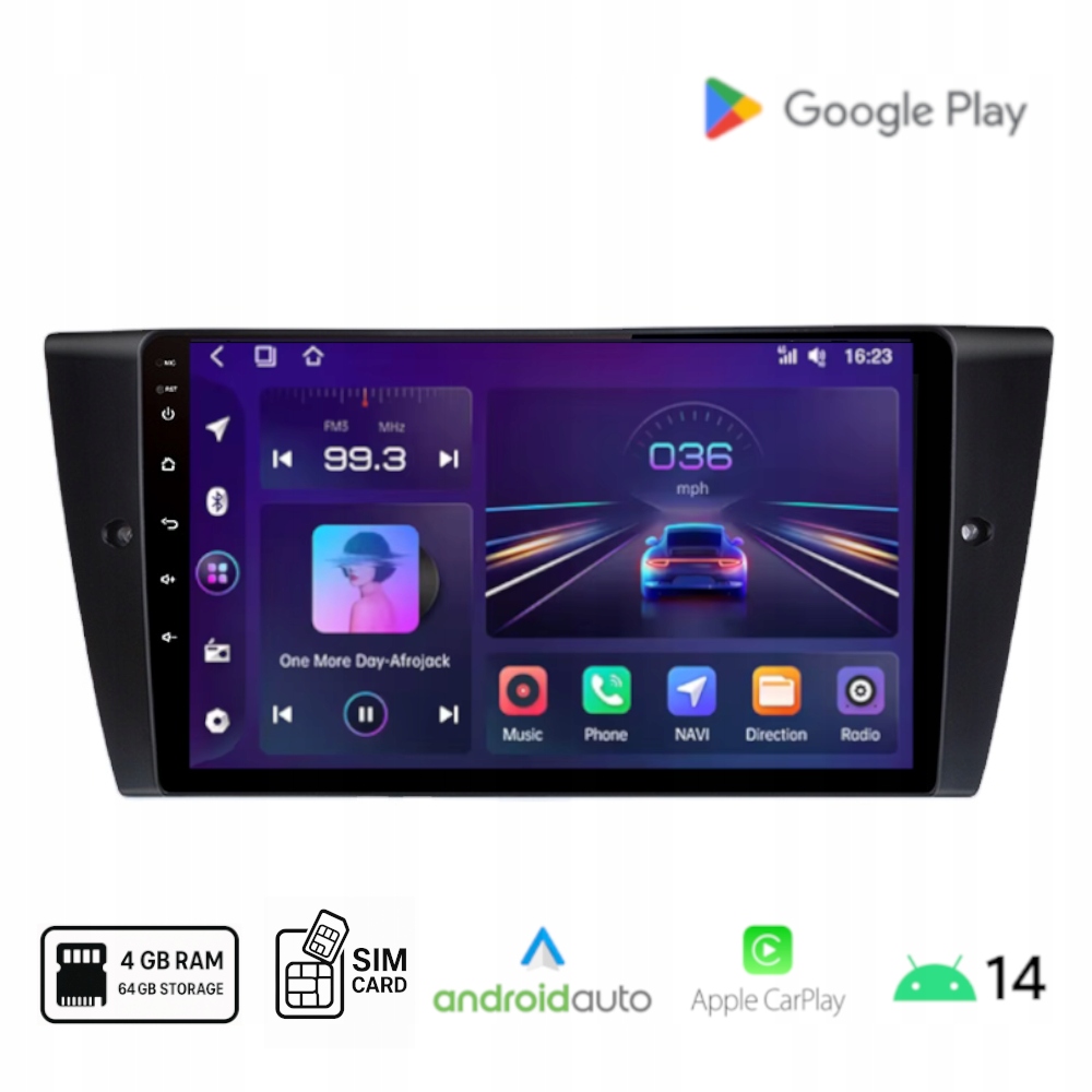 Rádio Android Bmw E90 E91 E92 E93 Carplay Android Auto Wi-Fi Sim 4+64 Gb