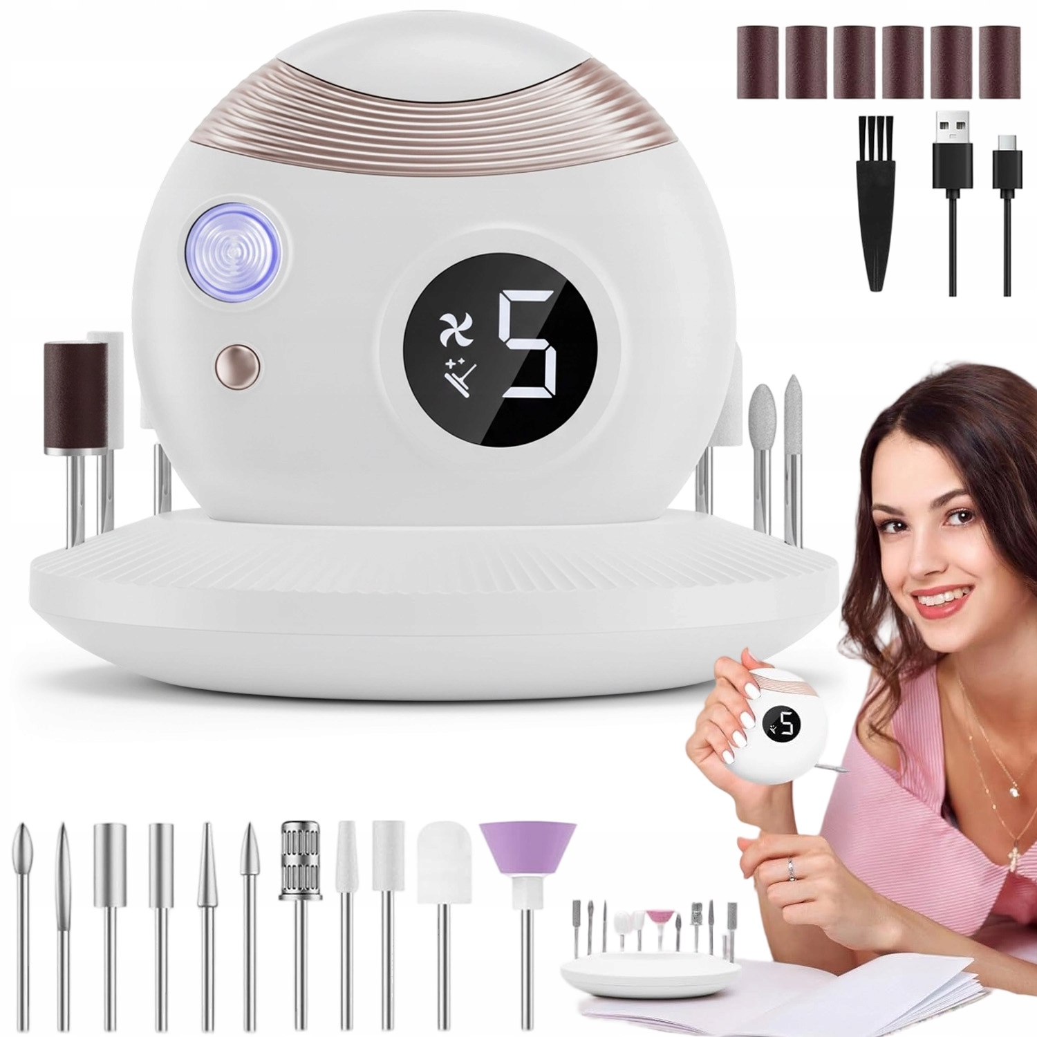 Elektrický Zastřihovač Nehtů Bruska Na Nehty Bezdrátová S Uv