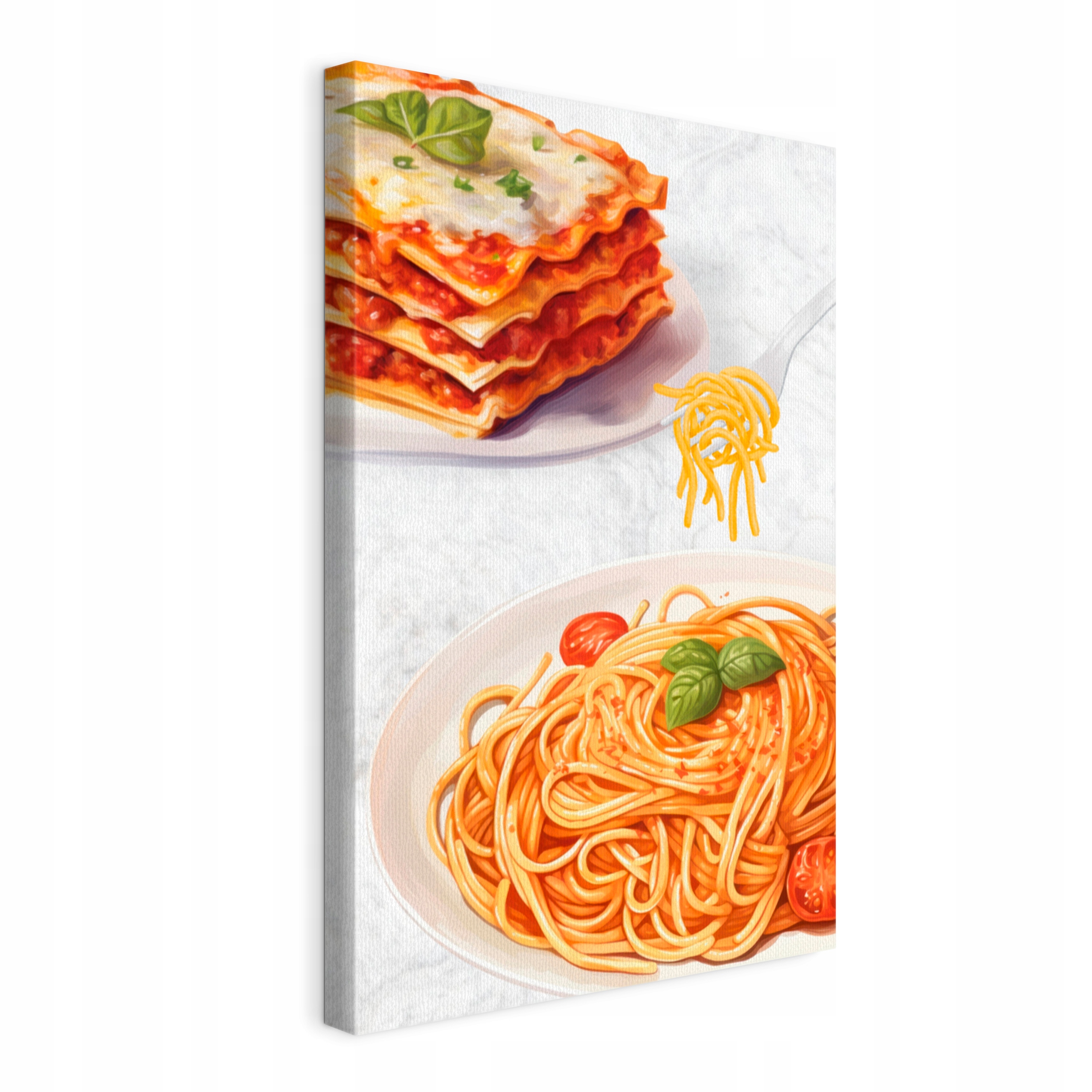 Obraz na plátně Lasagne a špagety na mramoru do kuchyně restaurace 40x6