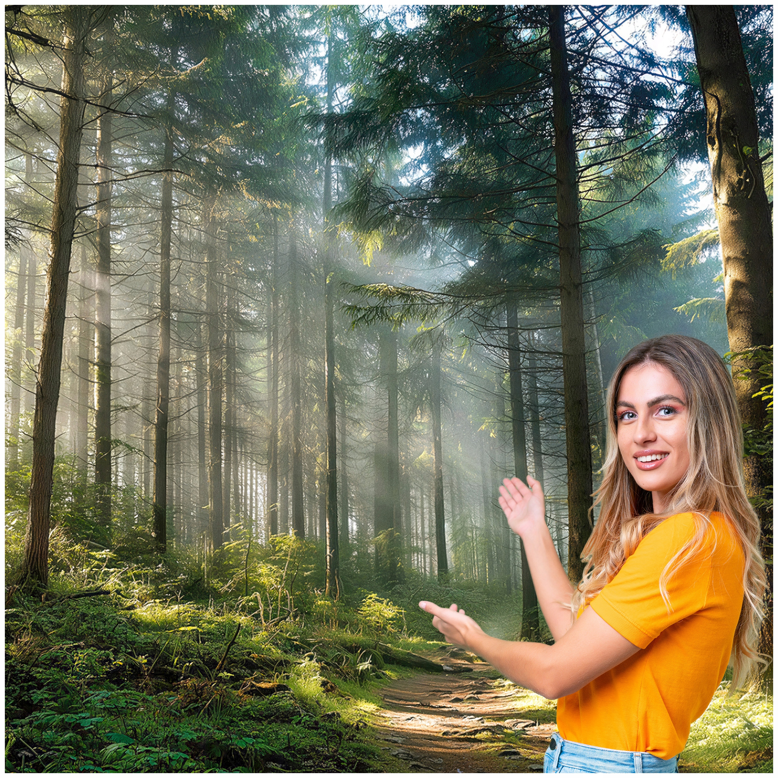 3D fototapeta Obývacia Izba Les Stromy Slnko 392x280 PO12F