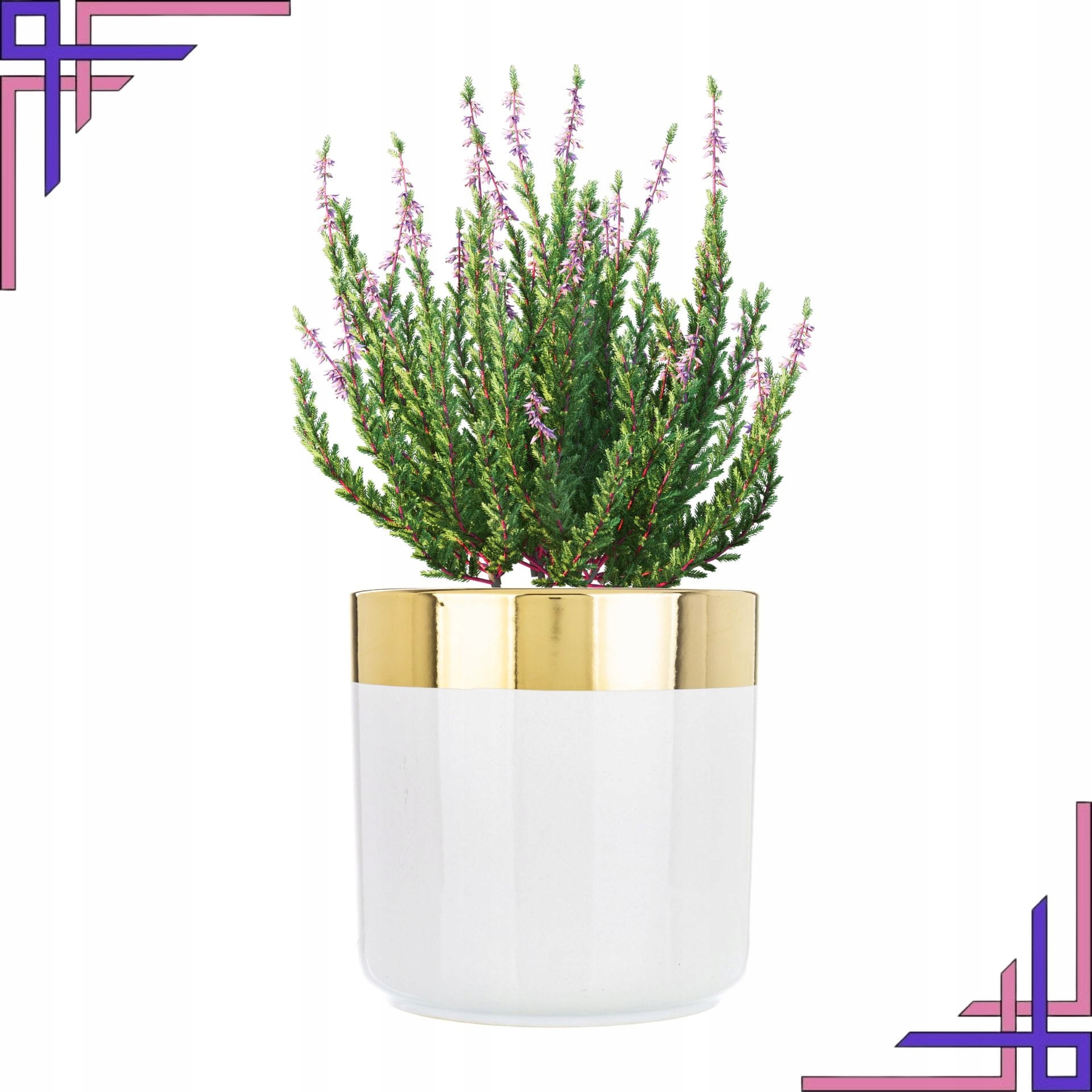 OSŁONKA OSŁONA CERAMICZNA na doniczki EFEKTOWNY POŁYSK biało złota Ø13,5 Długość 13.5 cm