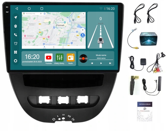 Rádio Android Toyota Aygo 2005-14 Carplay Wifi Usb 8/256GB Modem Sim