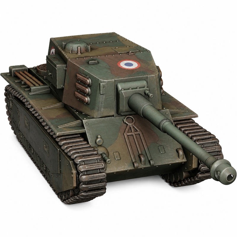 Figurka těžkého francouzského tanku Arl 44 s kanónem 90 m 1:56 (28 mm)