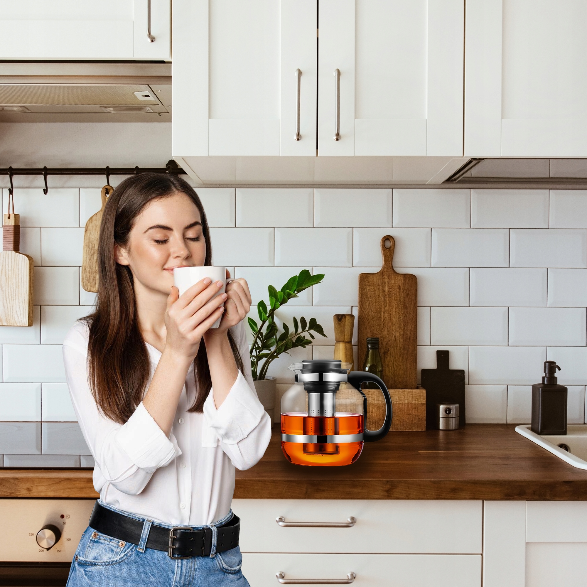 DZBANEK SZKLANY Z ZAPARZACZEM DO KAWY HERBATY ZAPARZACZ DO ZIÓŁ DUŻY 2,6L Marka inna
