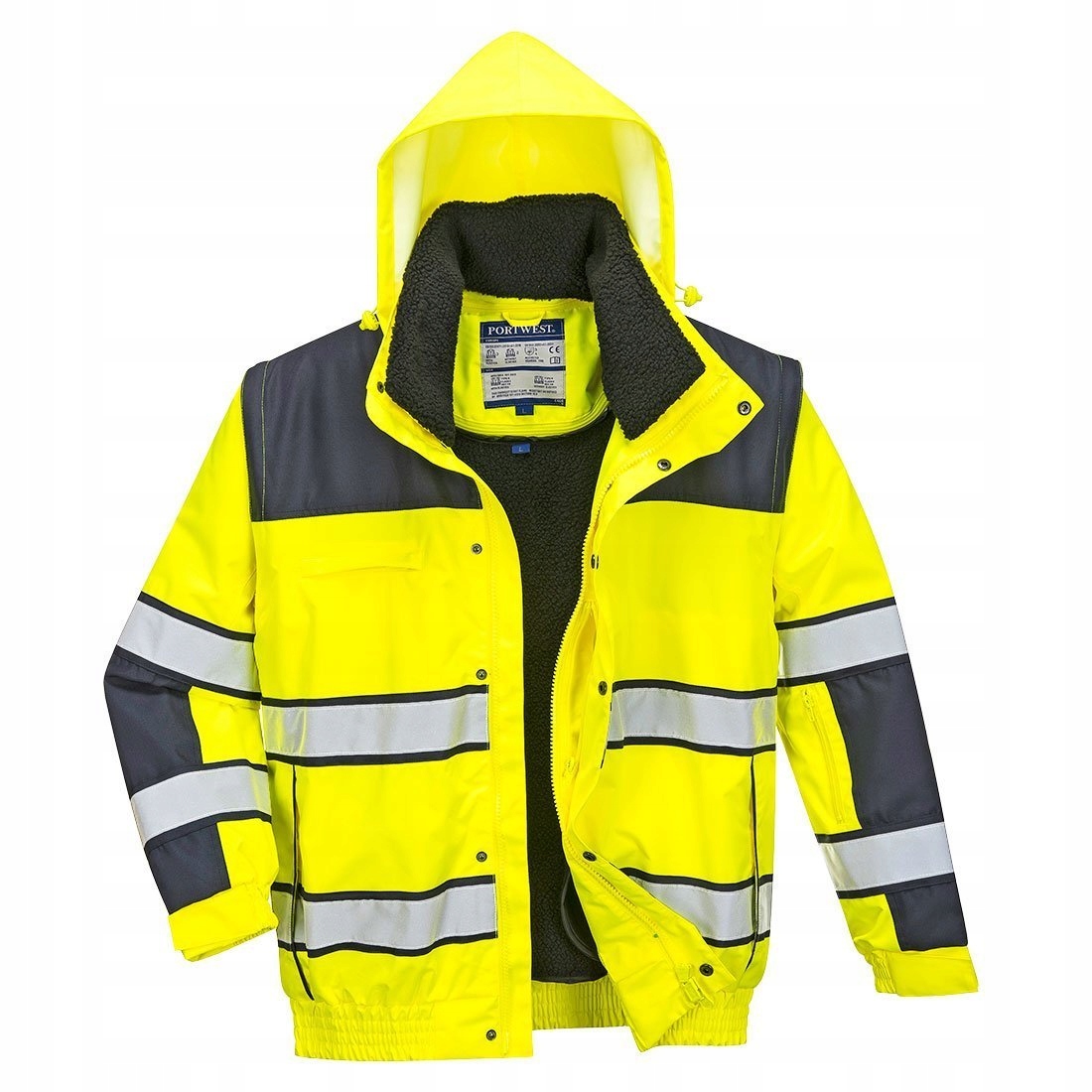 Výstražná zimní bunda Bomber 3v1 Žlutá/Granátová vel. XXL