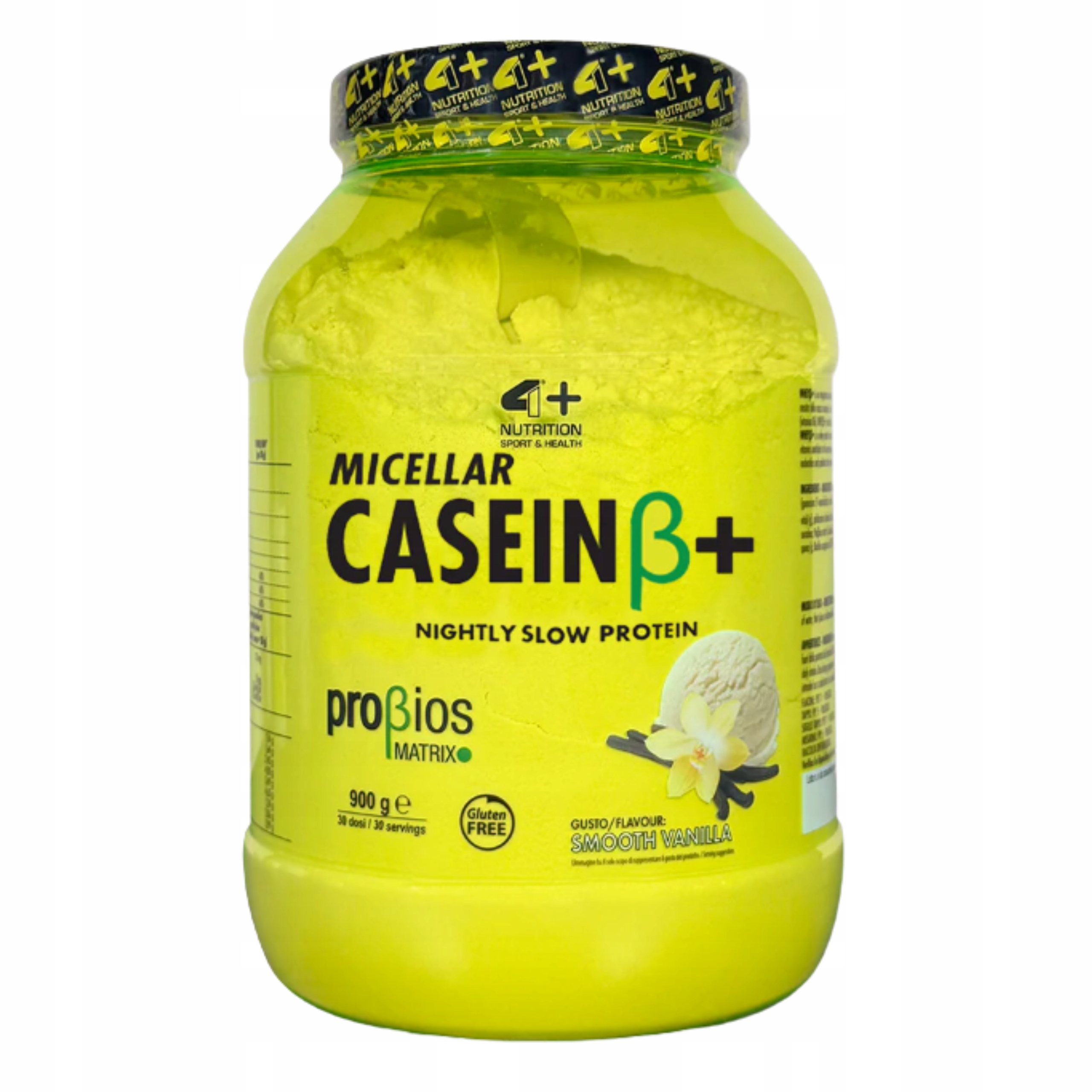 Bílkoviny Micelární kasein 900 g Noční regenerace Hmotnost Vanilka 4+ Nutrition