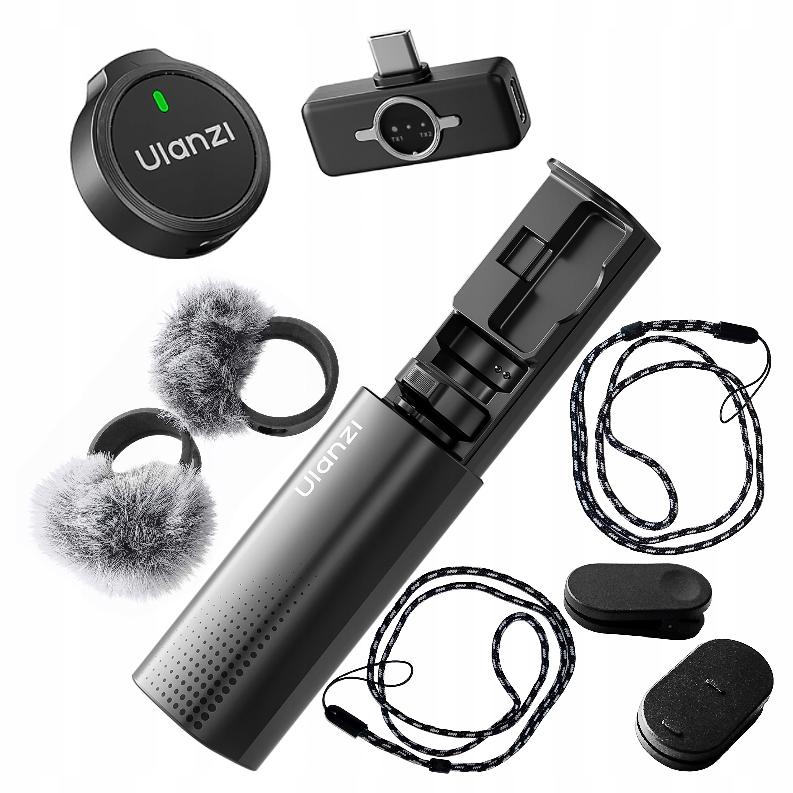 Mikrofony Bezprzewodowe z Ai Ulanzi A21 do smartfona Usb-c Etui ładujące