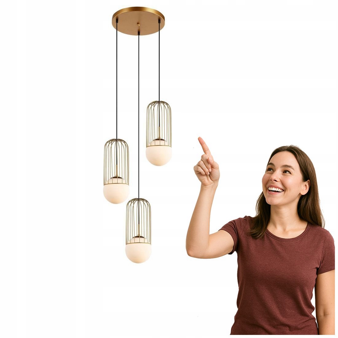 Moderní závěsná lampa Matty Zlatá, 3 zdroje, Italux