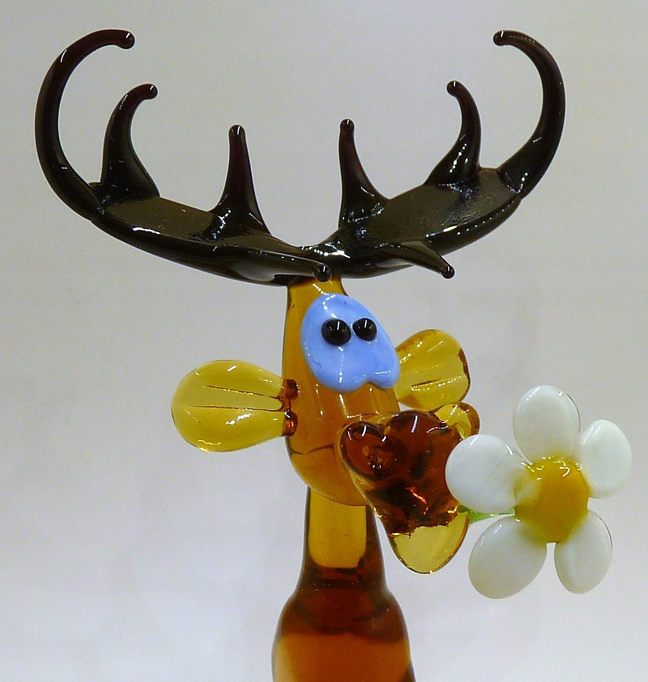 Skleněná figurka Extra Los Sedící Hnědá s květinou dárek Fdxl Velká XL