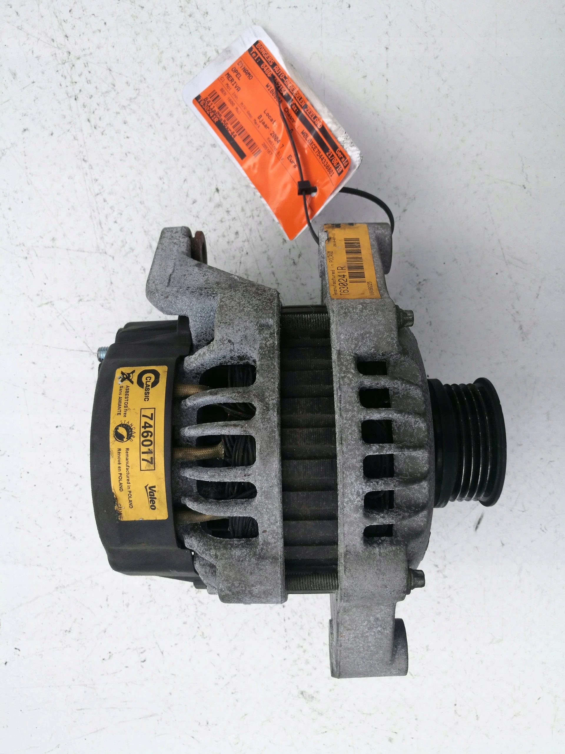 OPEL MERIVA 1.6 B 100A alternator ORYGINA 746017