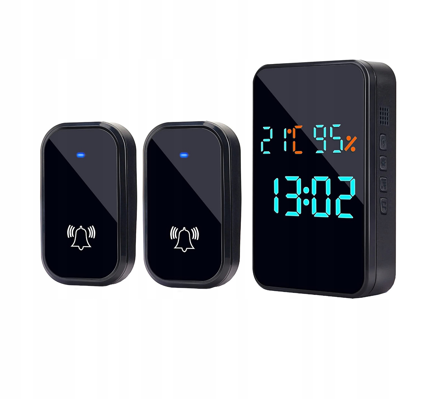 DZWONEK BEZPRZEWODOWY BEZBATERYJNY DO DRZWI FURTKI TEMPERATURA 2 PRZYCISKI