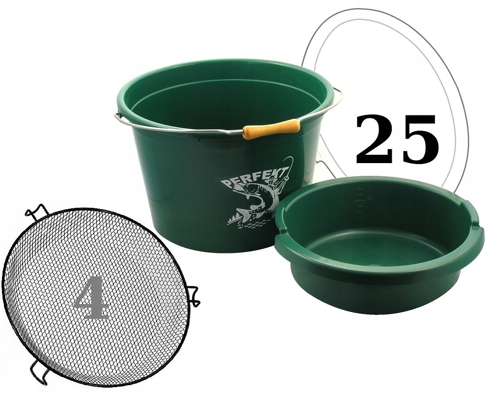 WIADRO ZANĘTOWE 25 L + MISKA 8L + POKRYWA PRZEŹROCZYSTA + SITO 4