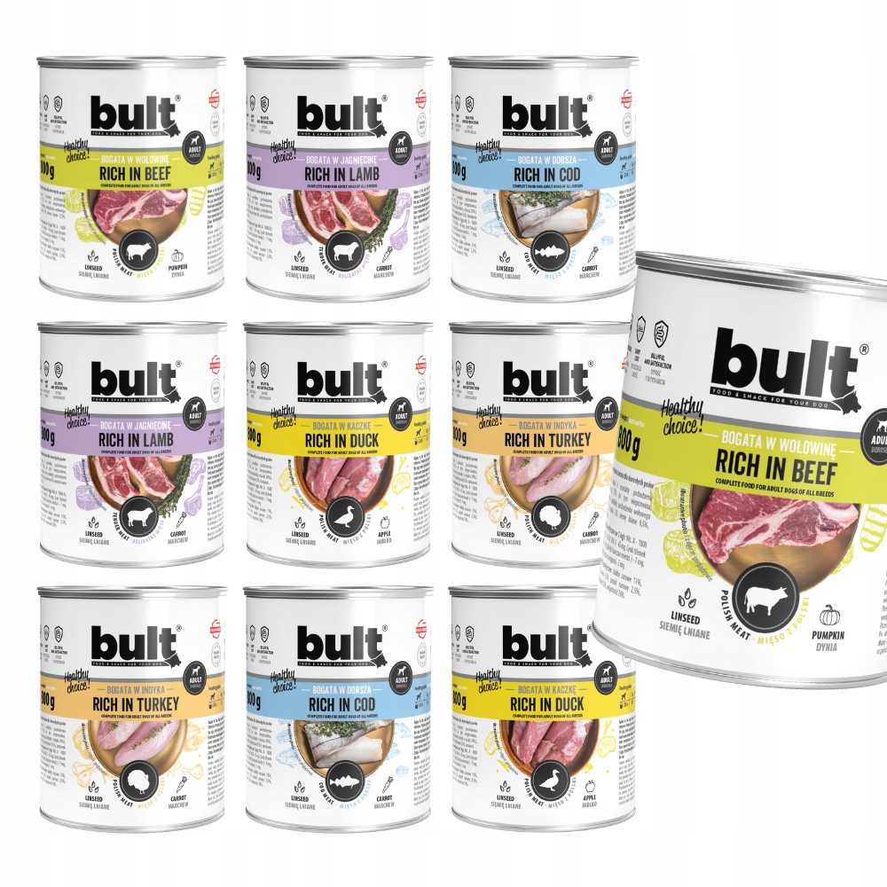 Levně Krmivo Pro Psa Vlhké Krmivo MIX Chutí 10x800 G Plechovka Bult Bez Kuřecího Masa