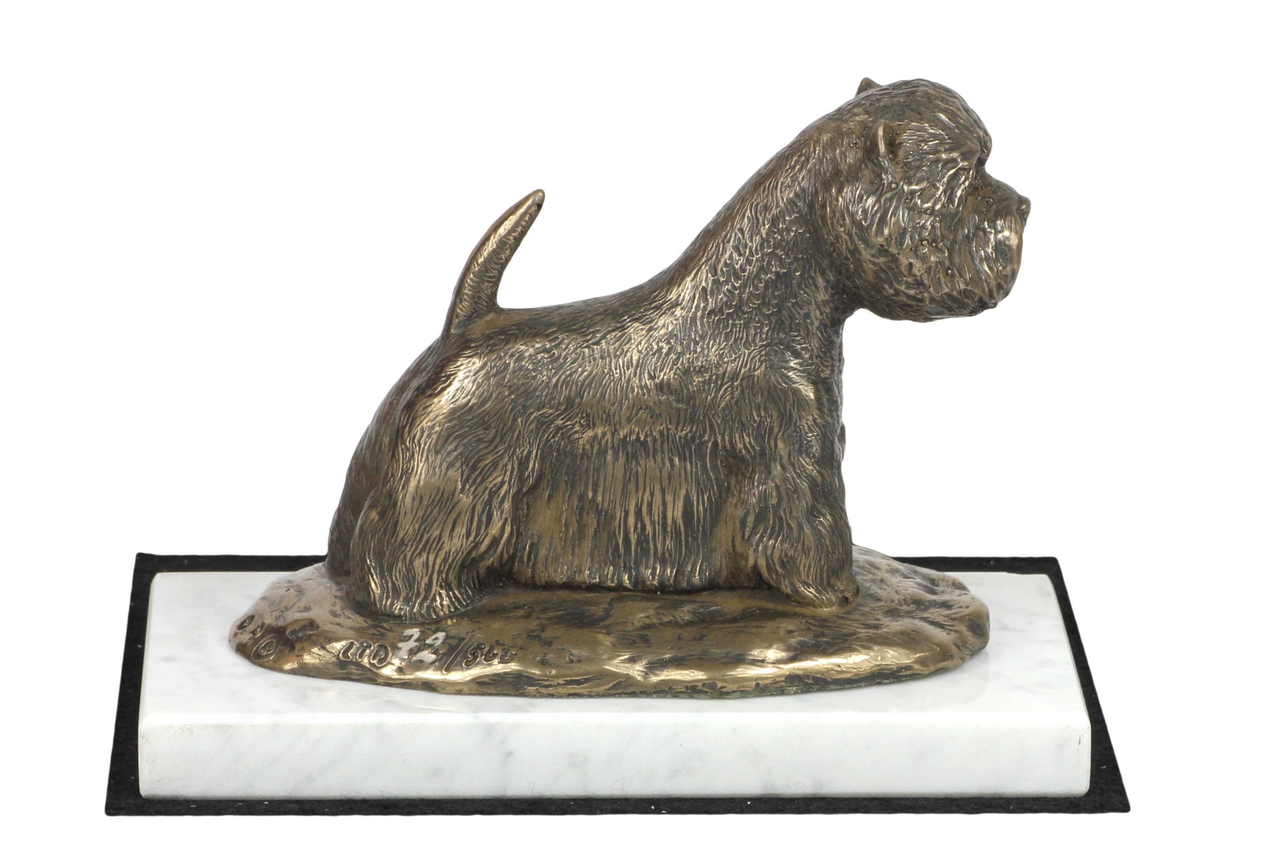 West Highland White Terrier, Westie statuetka psa, figurka na białym marm