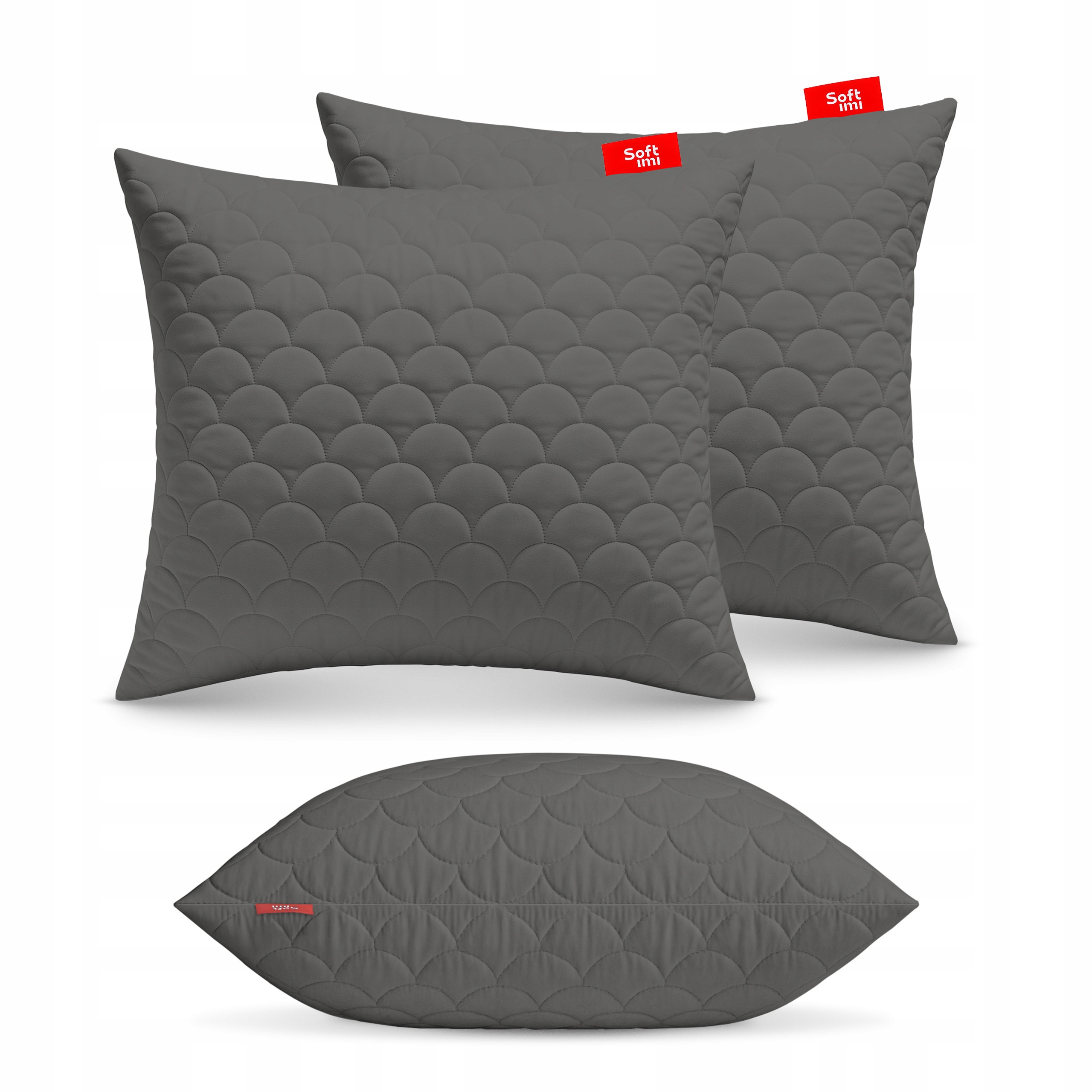 Antialergický Polštář 2X70X80 cm Komplet Na Spaní Prošívaná Šedý z Polska