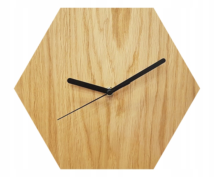 DREWNIANY ZEGAR NA ŚCIANĘ WISZĄCY HEKSAGON NATURA