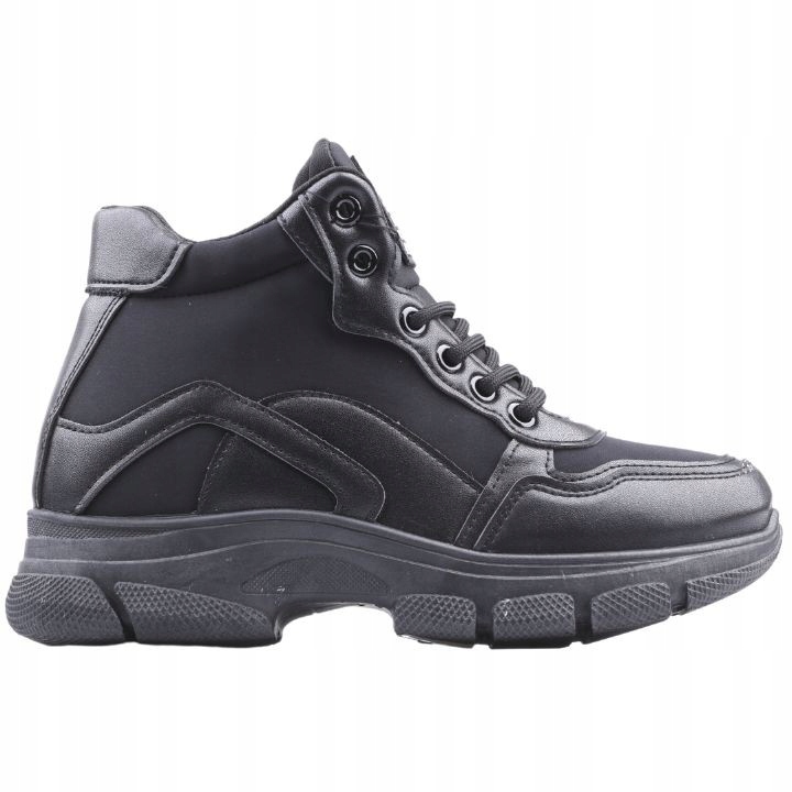 Sneakersy BUTY SPORTOWE DAMSKIE PLATFORMA czarne