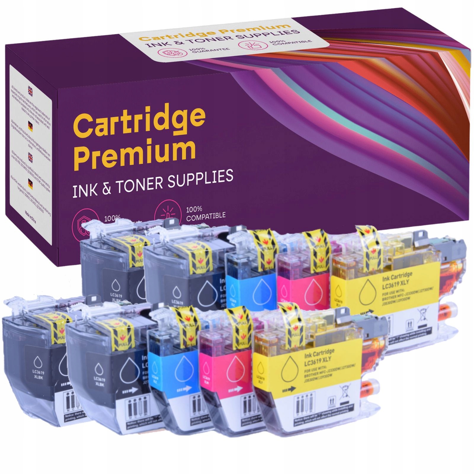 10x Náplně Do Tiskárny Brother LC 3619 XL MFC-J2330DW J3530 Dw J3930DW Sada