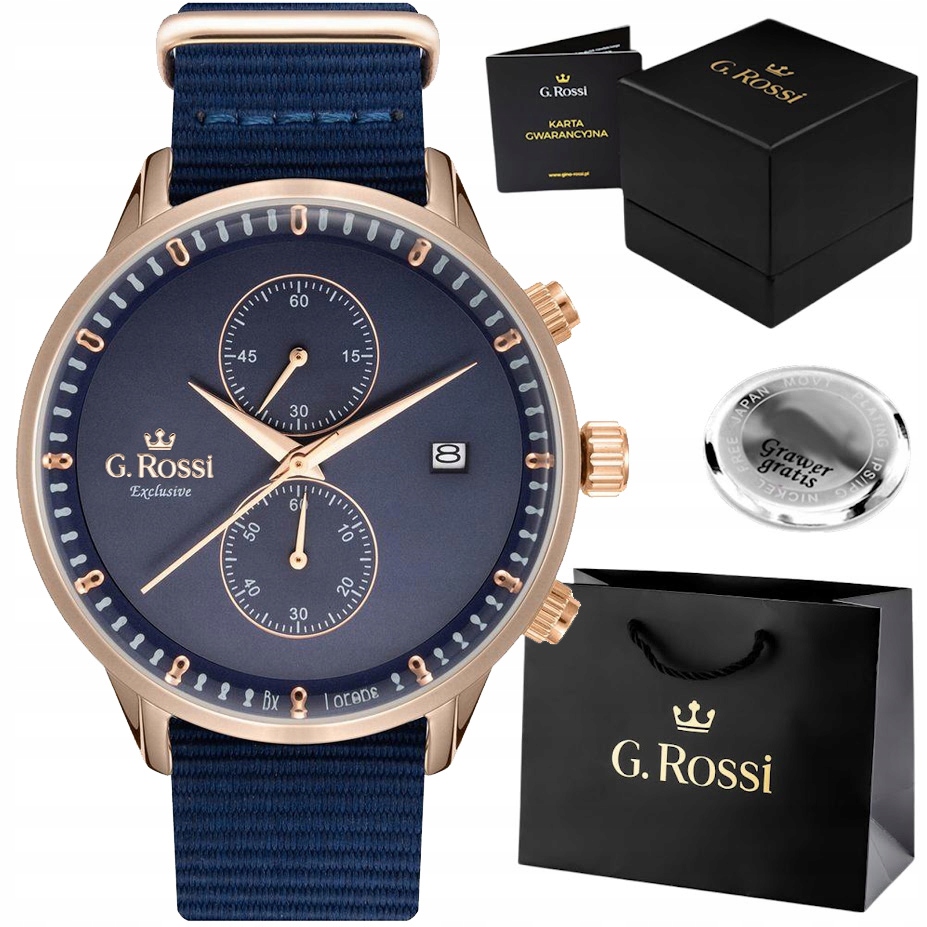 Pánské hodinky G. Rossi Exclusive – chronograf a datumovka Gravírování