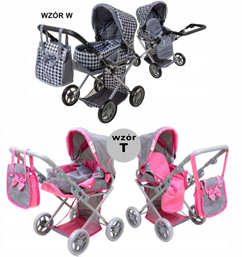 Wózek dla lalek 3w1 GONDOLA + SPACERÓWKA pościel torba przewijak dla lali Bohater / Bajka brak