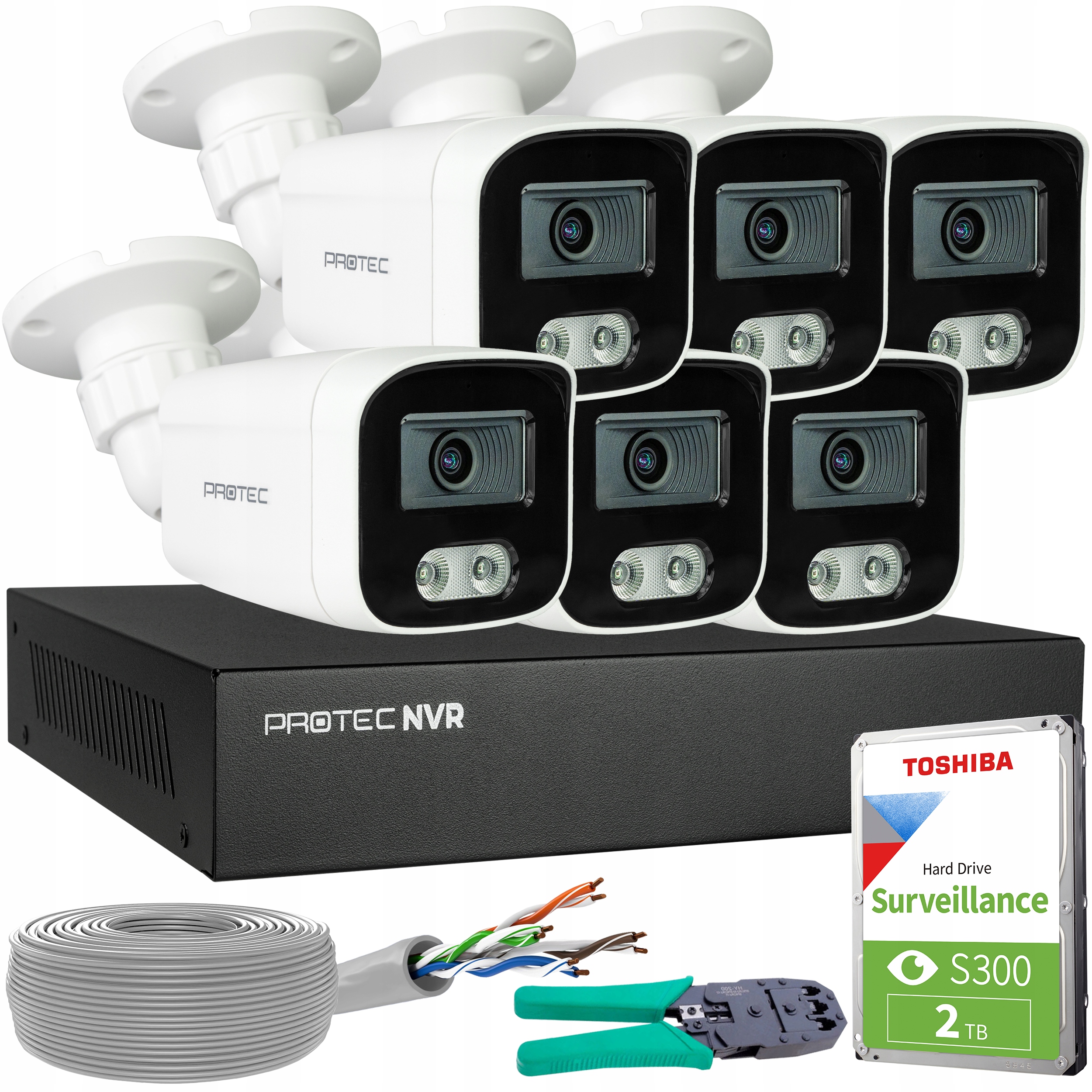 Zestaw Monitoringu 6 Kamer Ip 8MP PoE Mikrofon Detekcja Ludzi Hdd