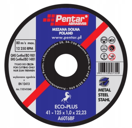 

Tarcza do cięcia metalu stali 125/1,0/22 Pentar