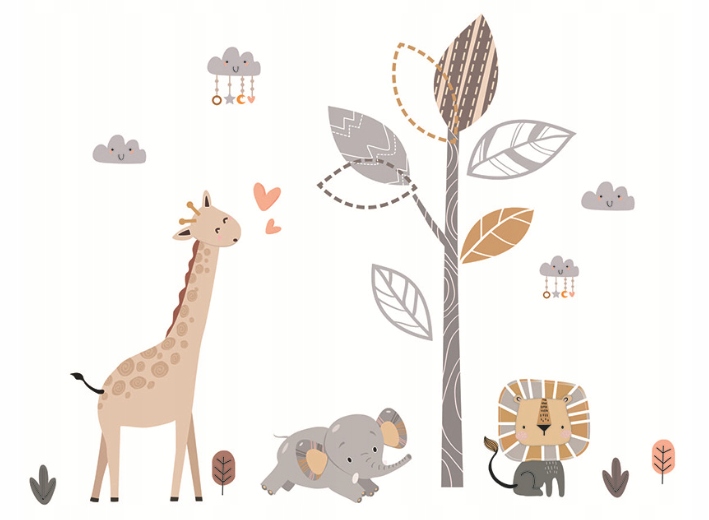 

Naklejki dla dzieci na ścianę zwierzęta chmurki