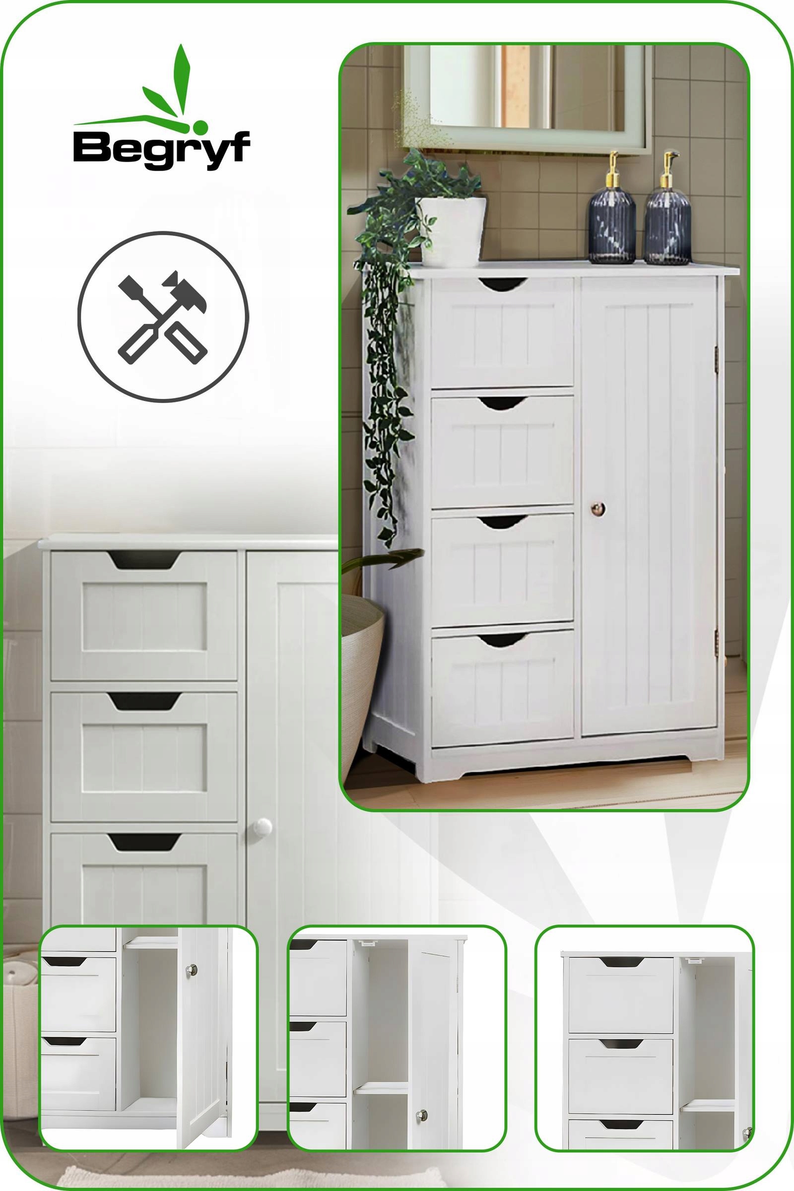 Szafka Łazienkowa Z SZUFLADAMI I DRZWICZKAMI Biała loftowa NOWOCZESNA Stan opakowania oryginalne