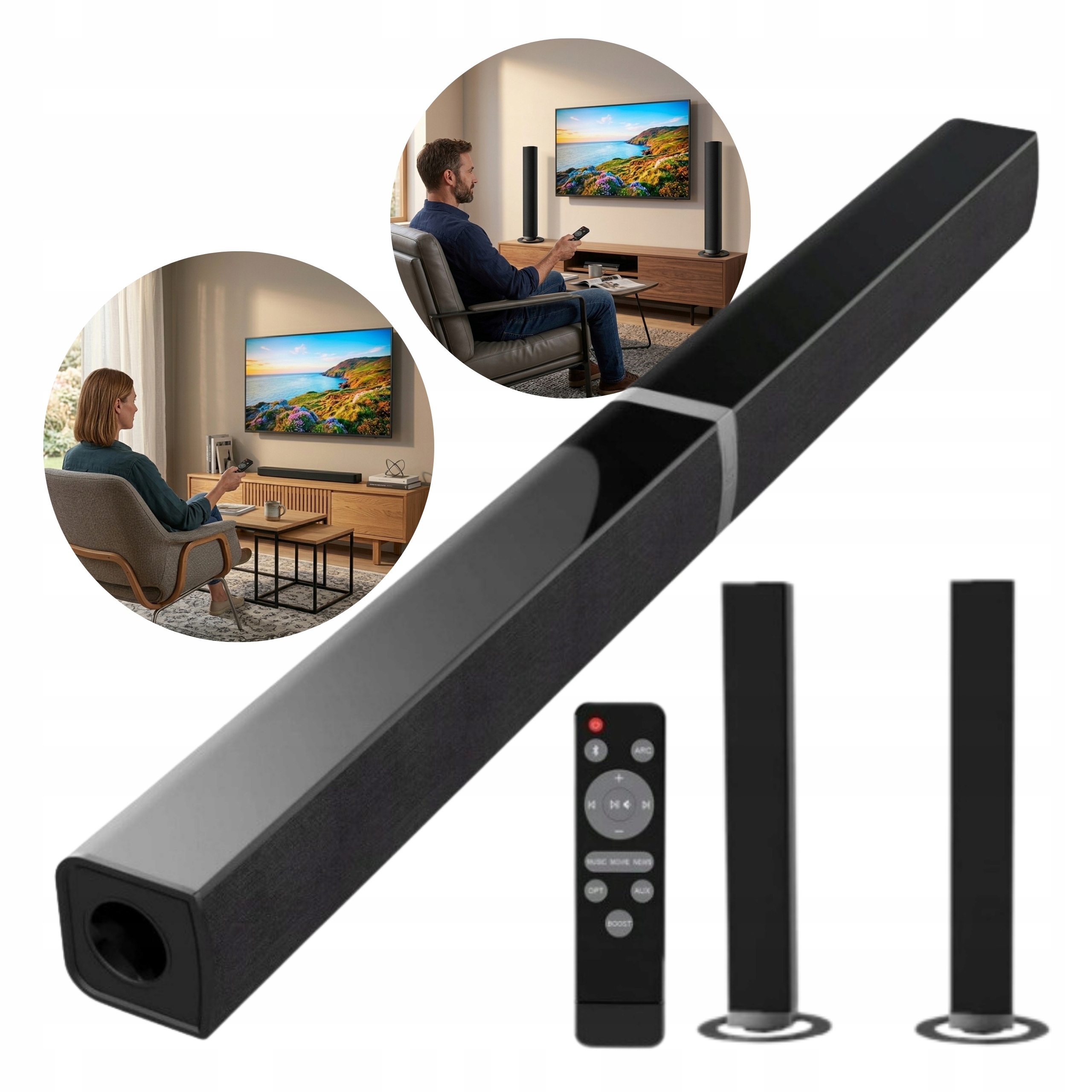 Soundbar 2w1 Bluetooth KY-2020 Kolumny Stereo Hdmi Arc Optyczny Pilot