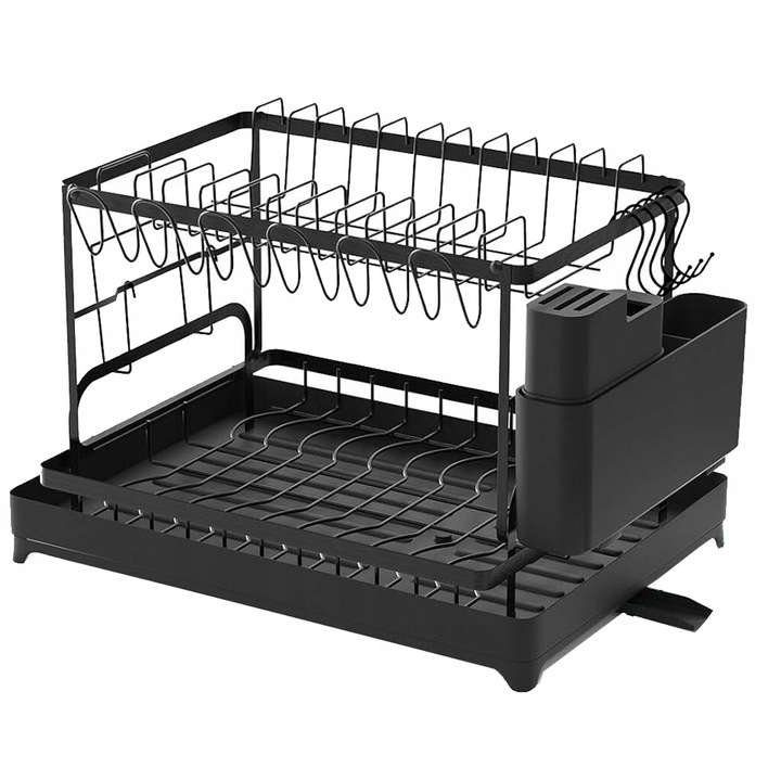 OCIEKACZ SUSZARKA DO NACZYŃ DWUPOZIOMOWA Z ODPŁYWEM CZARNA Marka Bedee