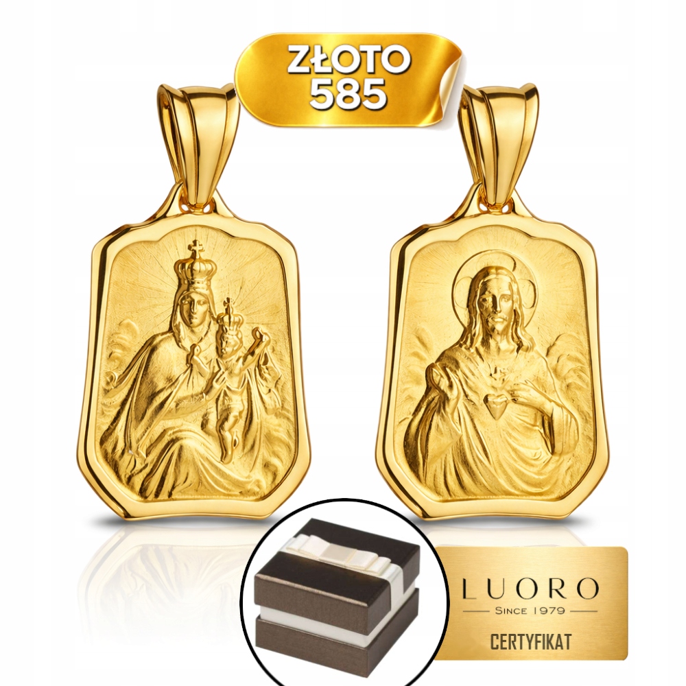 Zlatý medailon 585 14K saténový škapulíř velký 3,3 CM exkluzivní dárek