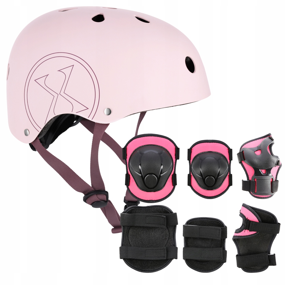 Kask Rowerowy Dziecięcy Regulowany Ochraniacze Komplet Na Rolki Hulajnogę