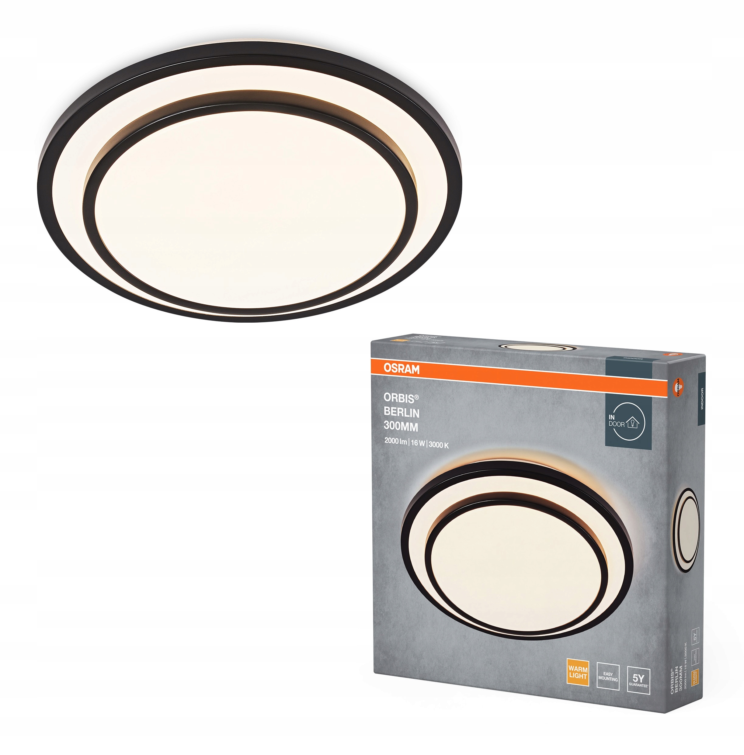 Osram ORBIS BERLIN BK plafon LED 16W 2000lm 3000K średnica 30cm