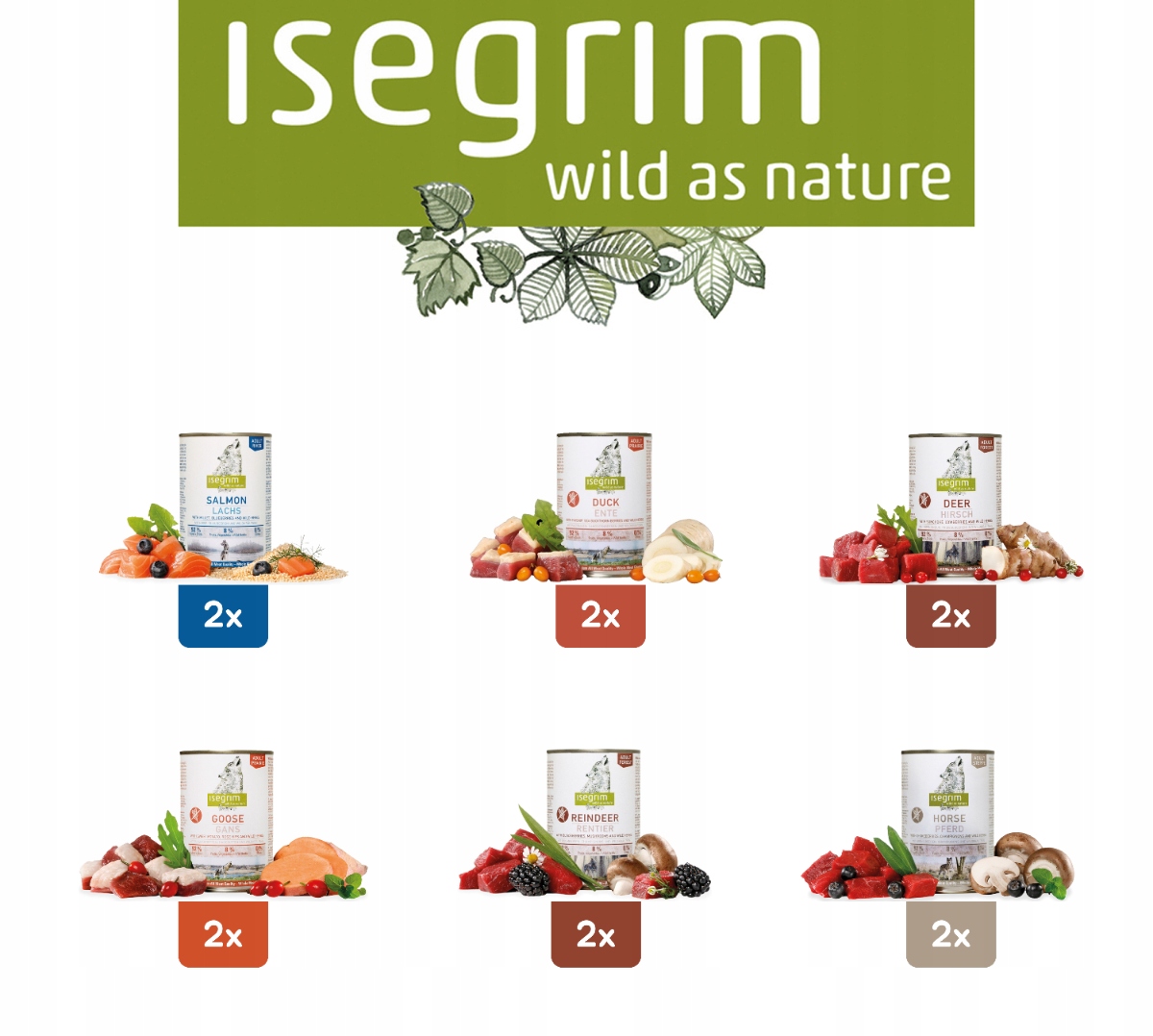 Levně Isegrim Premium mix chutí Vlhké krmivo pro psy Adult 12x400 g