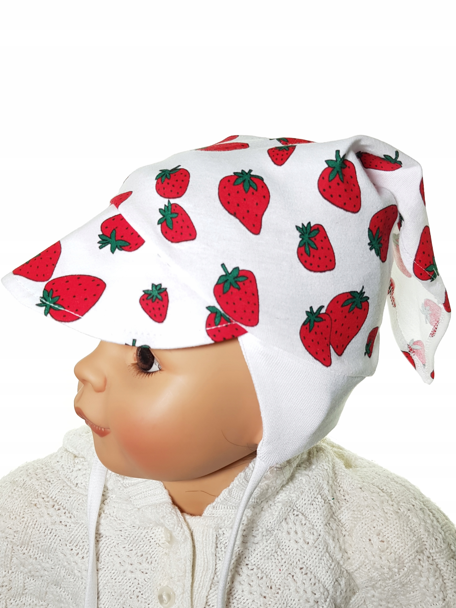 POLSKA NIEMOWLĘCA CZAPKA CHUSTKA Z DASZKIEM CZAPECZKA WIĄZANA 3-12 M-C 20WZ Kolor wielokolorowy