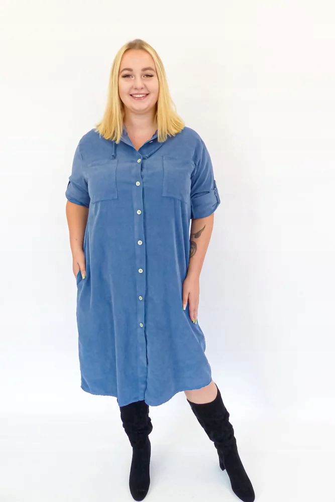 Modrá sametová Šaty s kapucí Uni