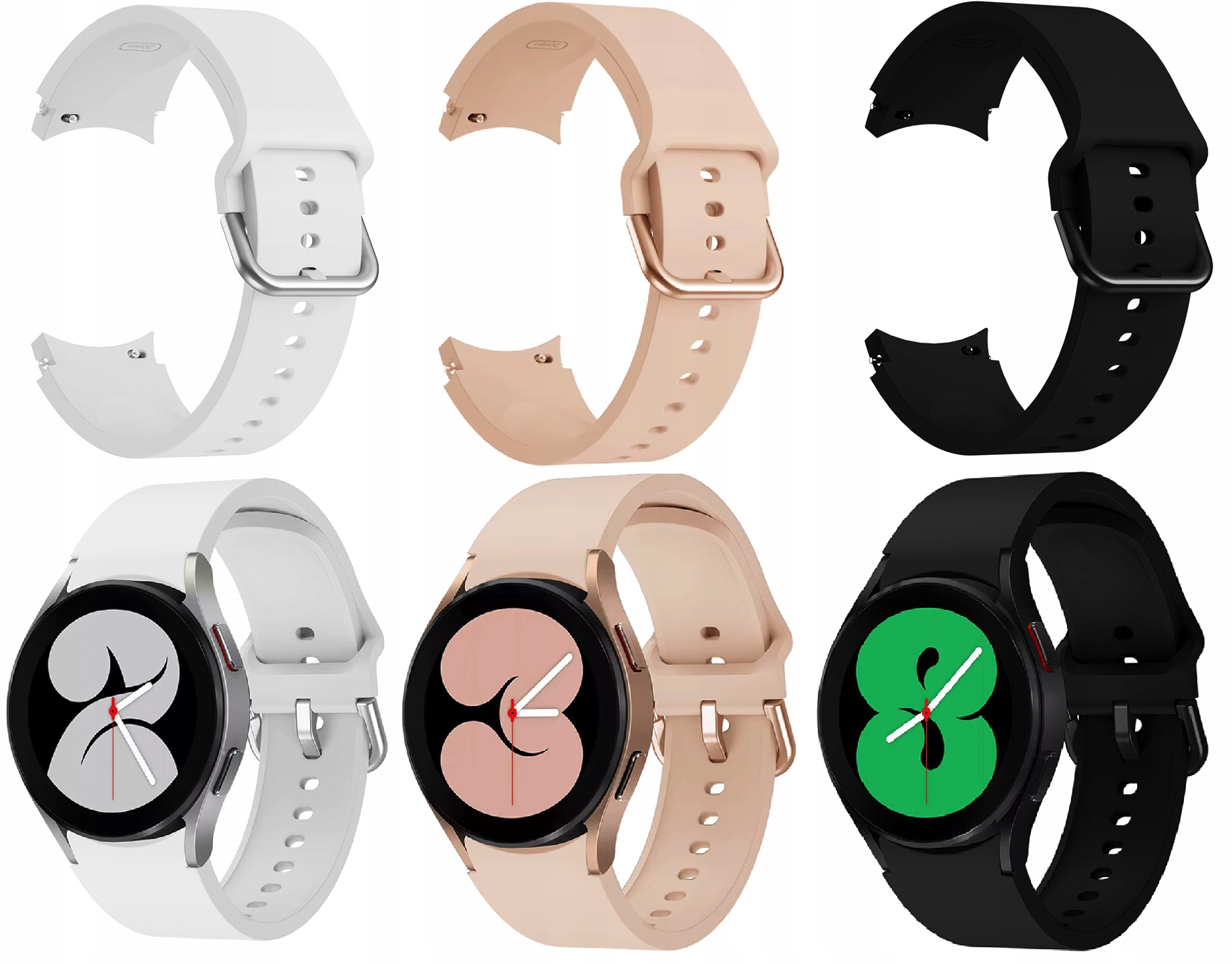 3x Pasek Do Samsung Galaxy Watch 4 5 6 7 Zestaw Silikonowy Classic