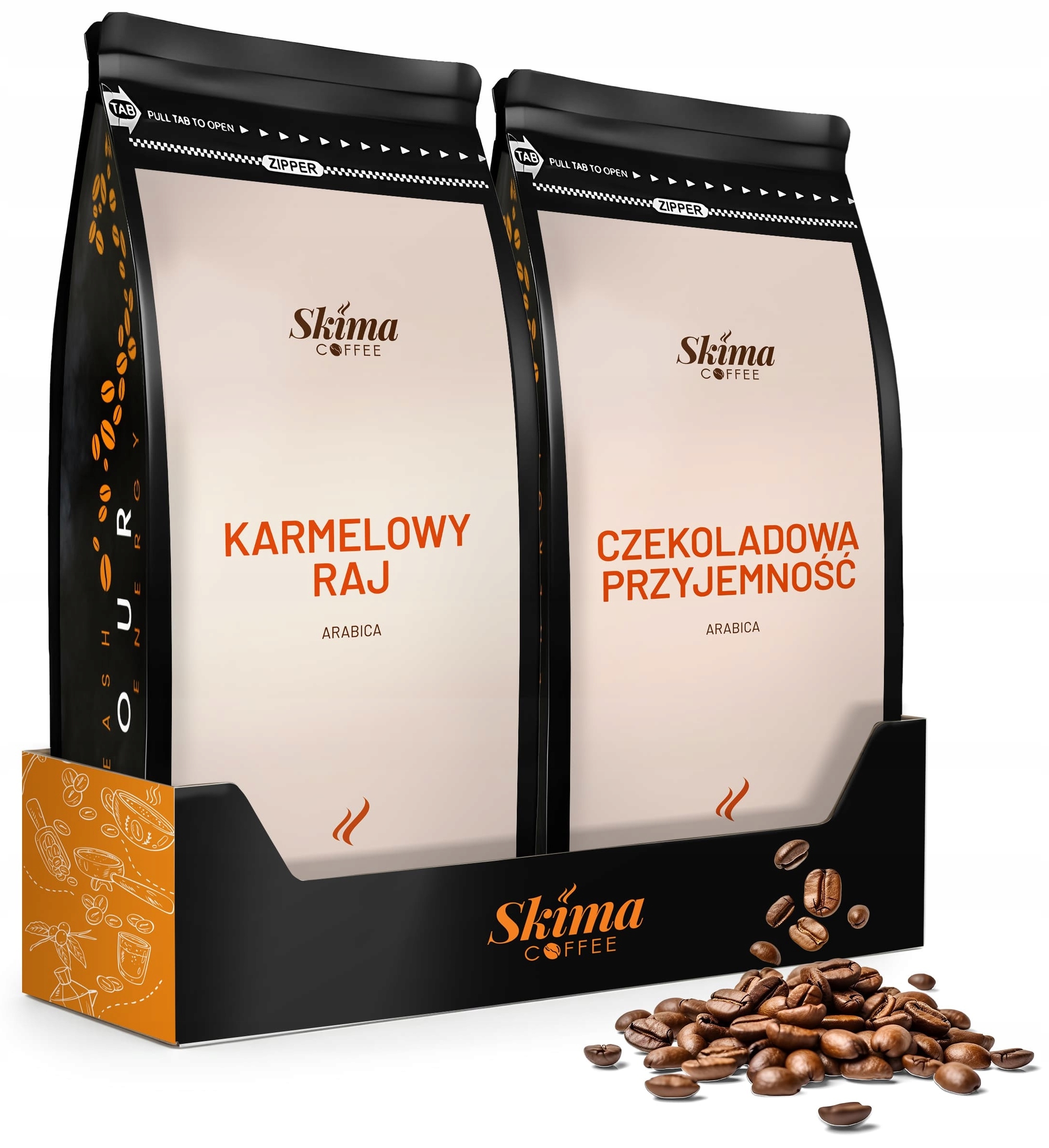 Levně Káva zrnková 1kg x2 Karamelový Ráj/čokoládová Potěšení Čerstvá Dárek