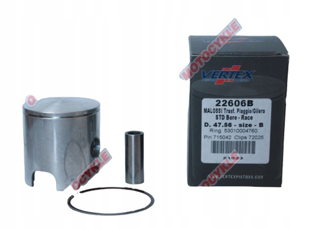 Vertex Piest Malossi (piaggio, Gilera) 47,57 MM Čap 12 MM (krúžky 530