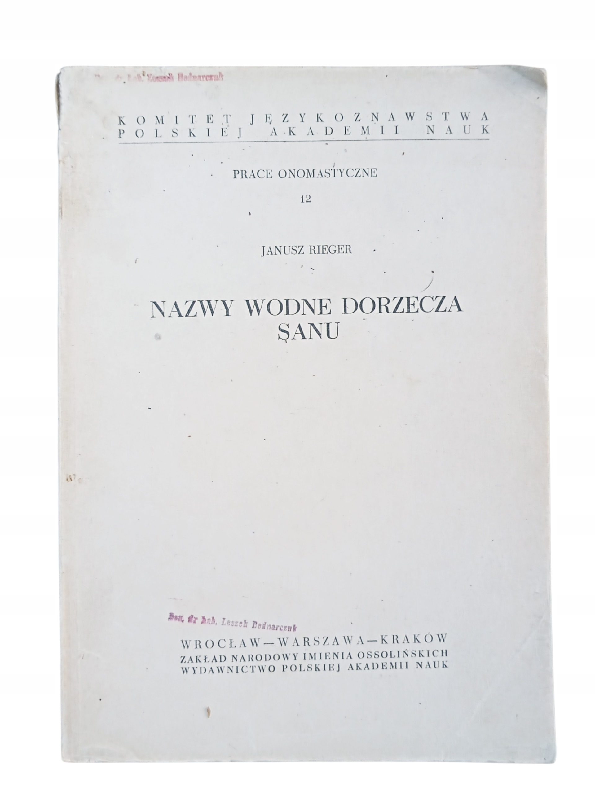 Nazwy wodne dorzecza Sanu Rieger