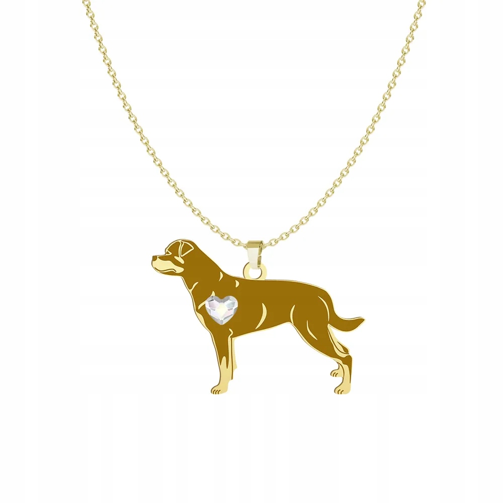 Zlatý náhrdelník s rotvajlerovým psem 925 Řetízek Dárek Gravírování Bonus
