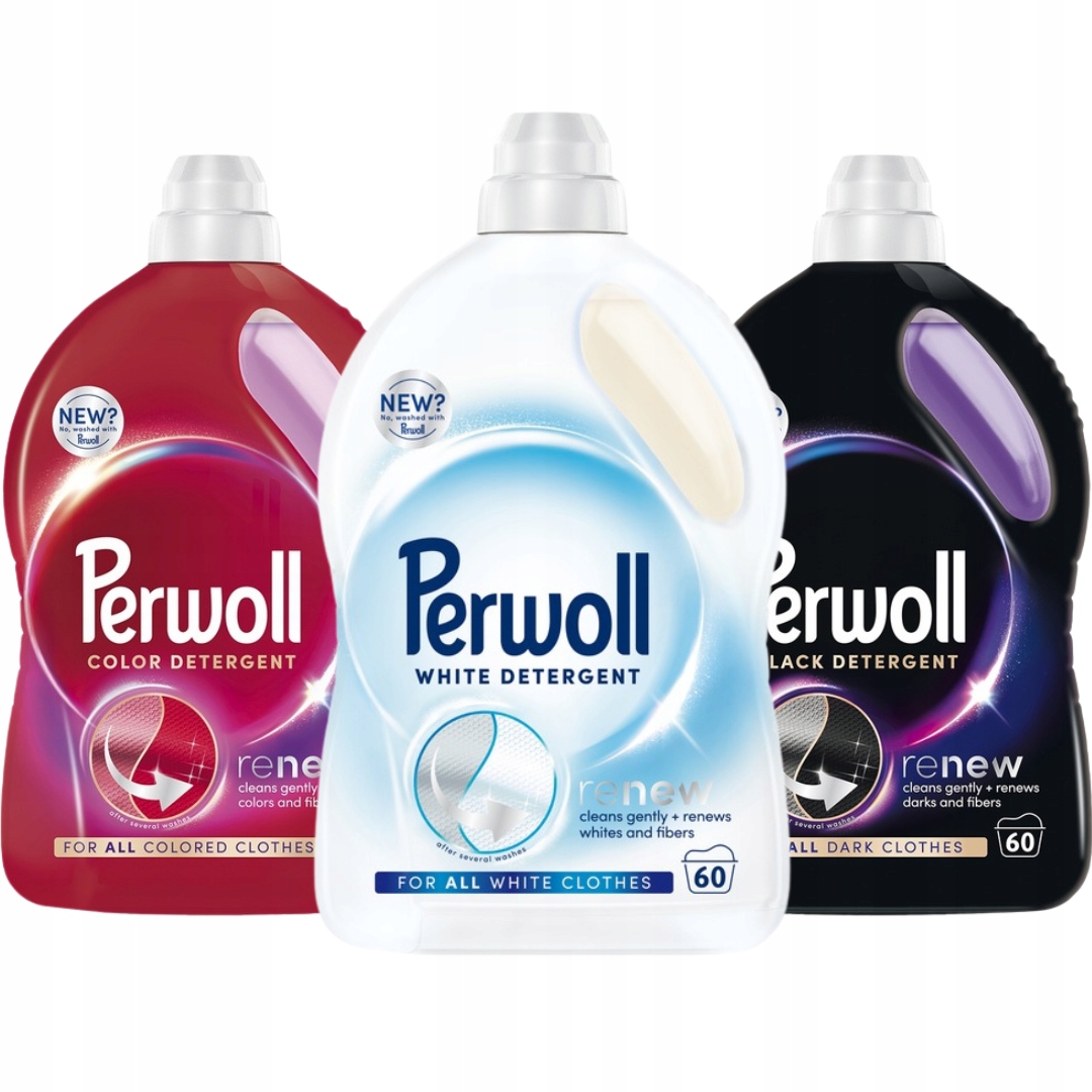Levně Perwoll Renew Tekutý prací prostředek Color Black White Mix 3x3l 180 Praní