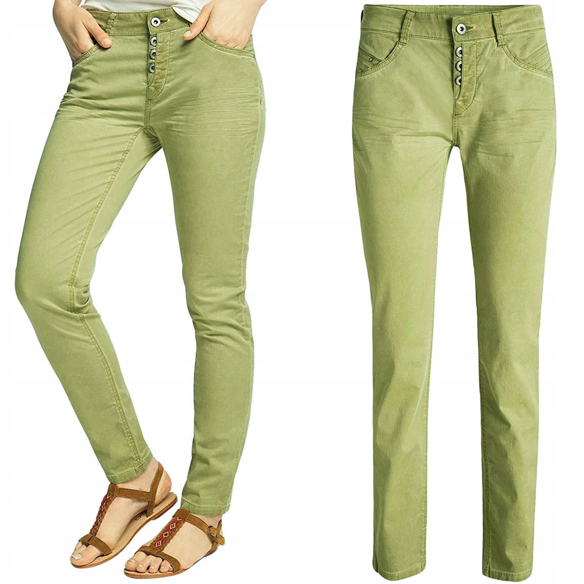 

Esprit Pistacjowe Spodnie Chino Fit Long L 40