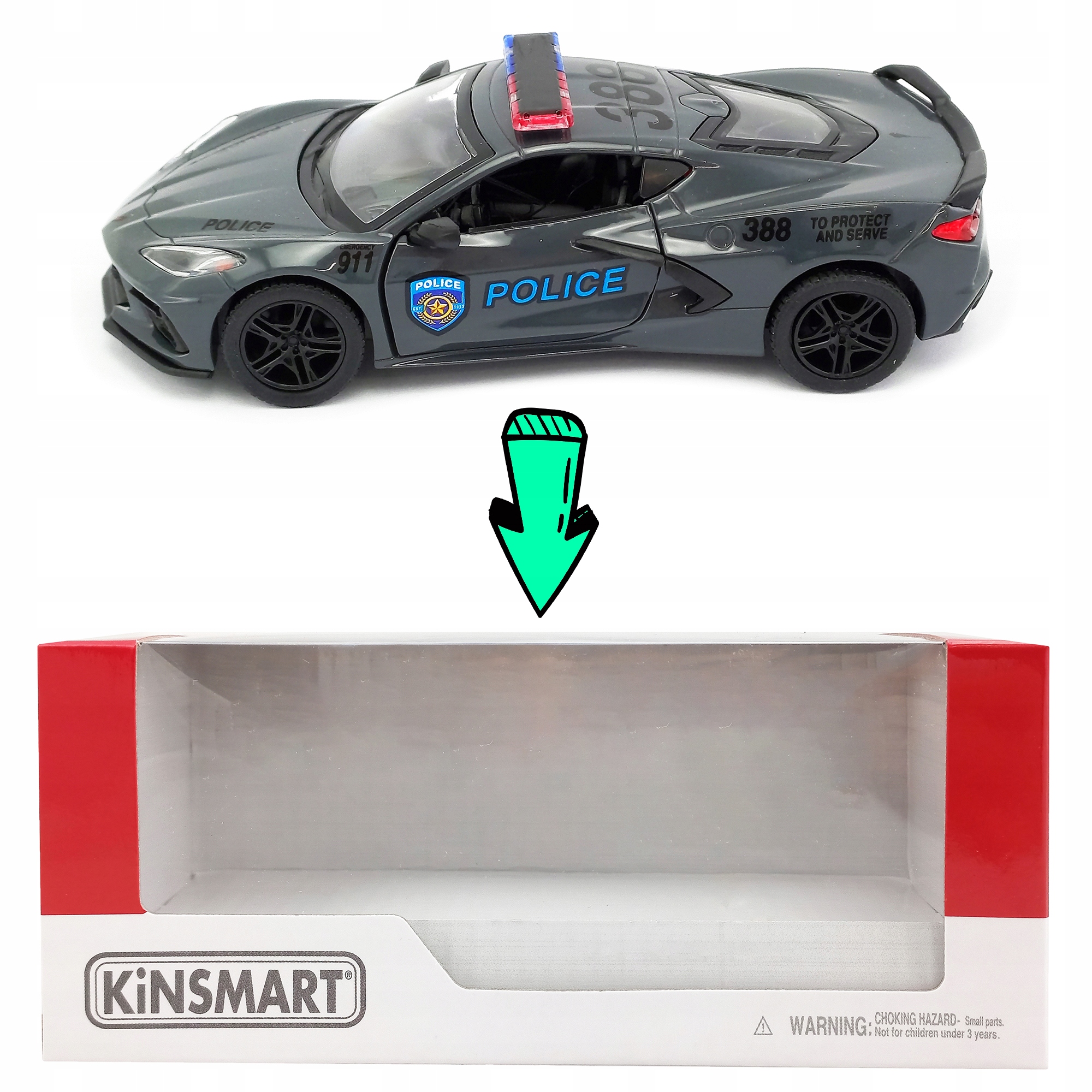 AUTO METALOWE CORVETTE 2021 POLICJA METALOWY SAMOCHÓD MODEL AUTKO KINSMART Płeć chłopcy dziewczynki